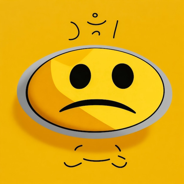 Sad emoji with pop out eyes simple emoticon on yellow background vector design