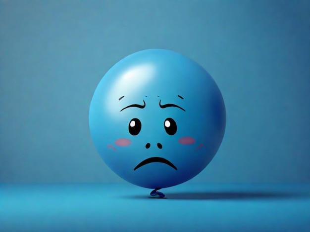 Foto faccia triste palloncini concetto lunedì blu