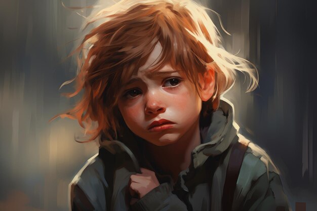 Sad kid portrait