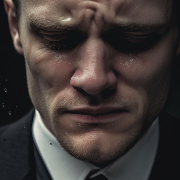 Photo a sad man crying