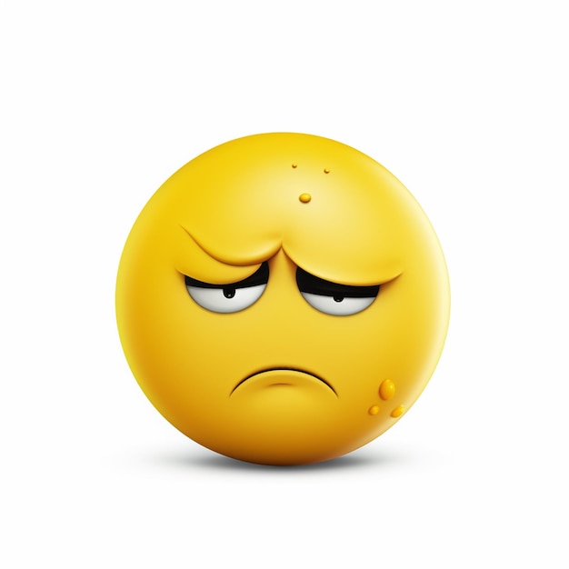 Photo sad but relieved face emoji on white background