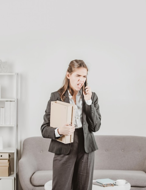 Sad secretary girl stressed overworked businesswoman too much work office problem tired stressed you