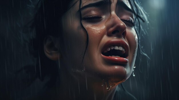 Photo sad woman crying