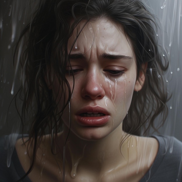 Photo sad woman crying