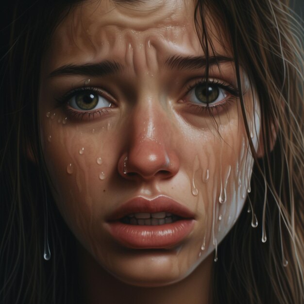 Photo sad woman crying