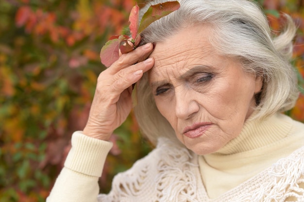 Sad woman posing outdoors