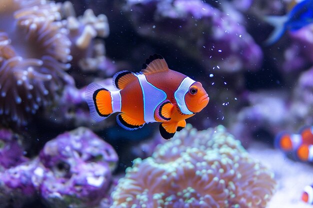 Photo saddleback clownfish amphipiron bifasciatus illustrated