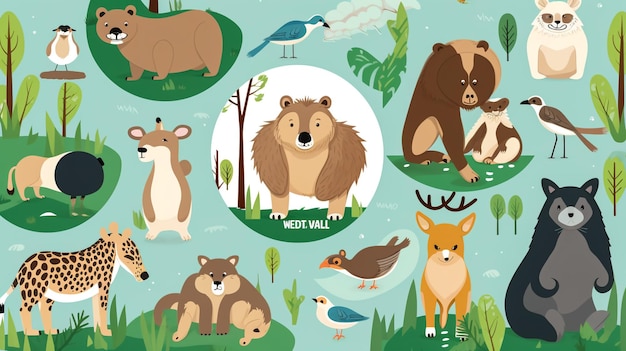 Photo safari animals illustration for the children