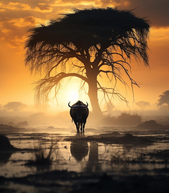 Safari bij zonsondergang