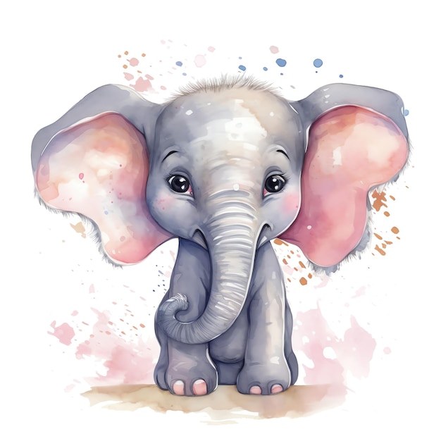 Safari Elephant watercolor illustration safari animals clipart
