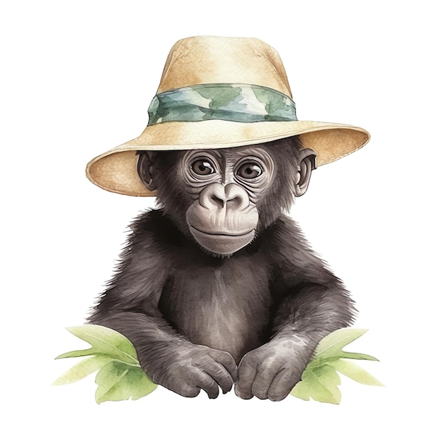 Safari Monkey watercolor illustration safari animals clipart