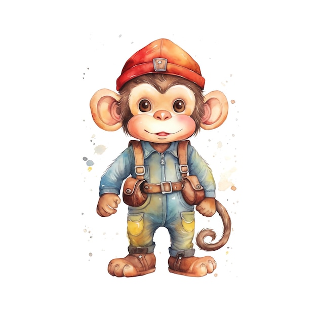 Safari Monkey watercolor illustration safari animals clipart