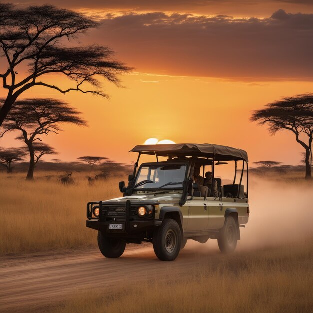 Foto safari in kenya 4 th 2 0 1 8 jeep con una jeep nella savana nel parco naturale selvatico safa