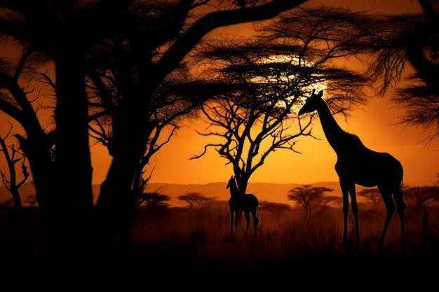 Safari silhouettes shadows of the savanna wildlife photography