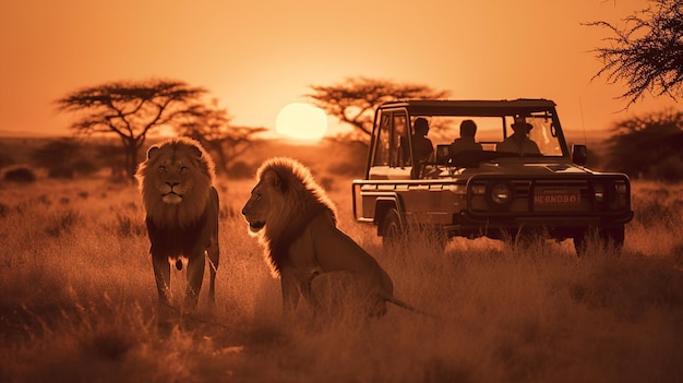 Foto safari al tramonto