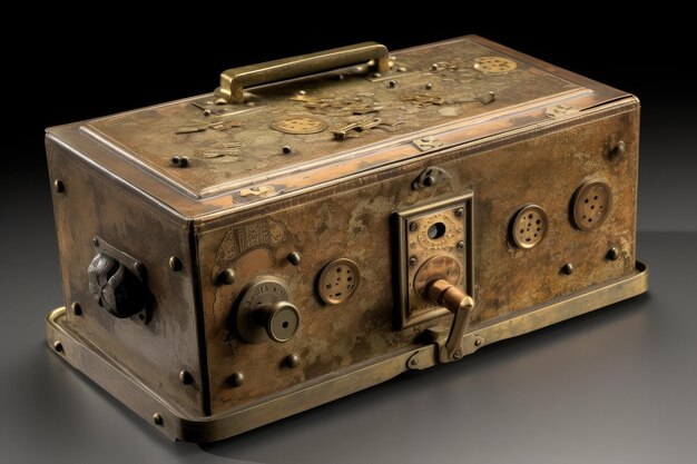 Safe deposit box with combination lock and key from the first half of the th century