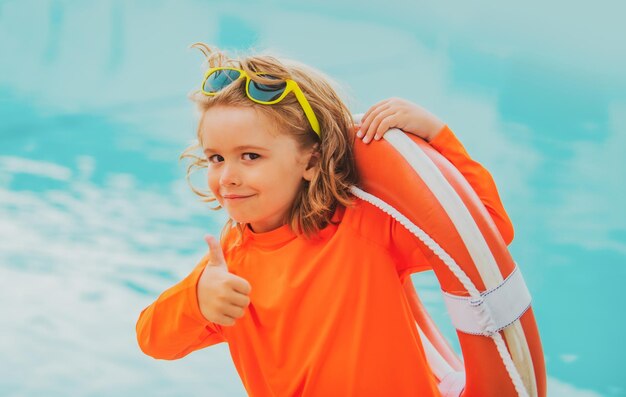 Safe guard kid Funny child on beach