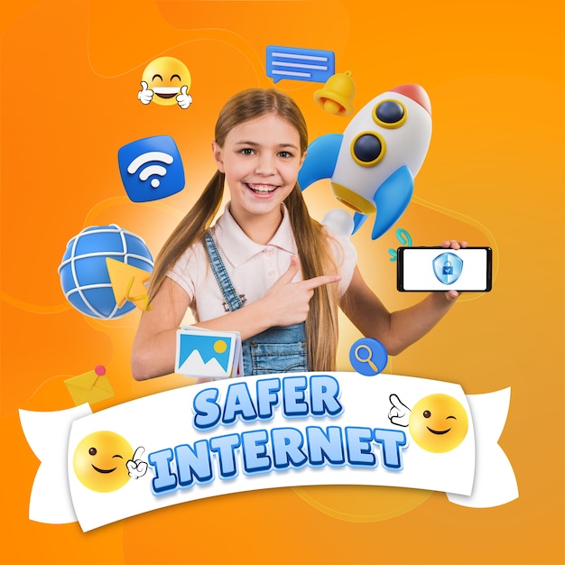 特に子供たちにとって安全なインターネットの日のコラージュ