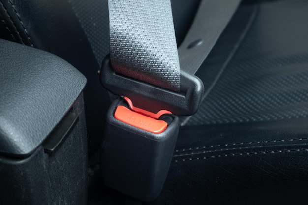 Safety belt installed in the car Fastened seat belt