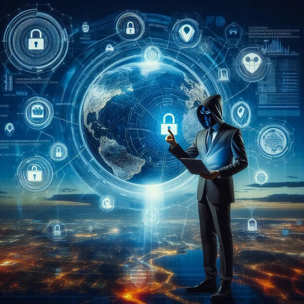 Концепция безопасности Закрытый замок на цифровом фоне кибербезопасность Синяя абстрактная высокоскоростная интернет-технология фоновая иллюстрация ключевой вектор