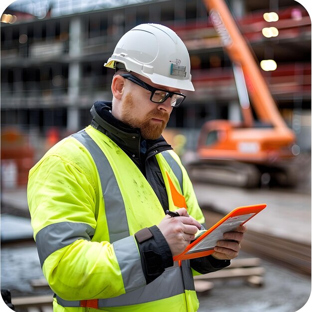 Safety engineer inspecting a construction site