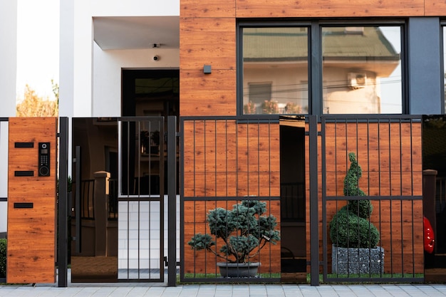 Safety gate and exterior on a modern house