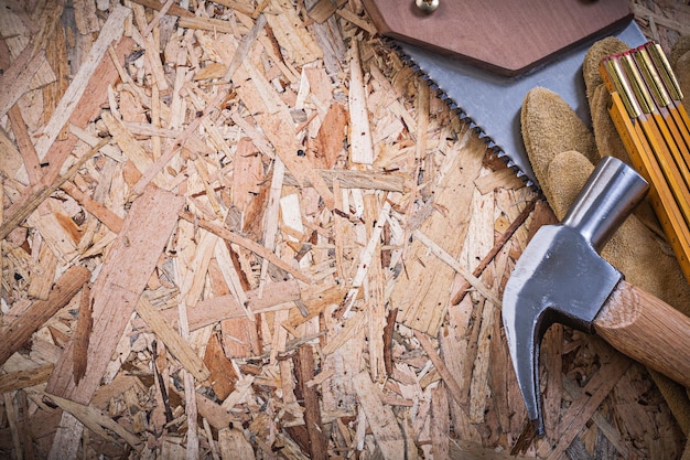 安全革手袋 OSB の木製メーター ハンドソー爪ハンマー