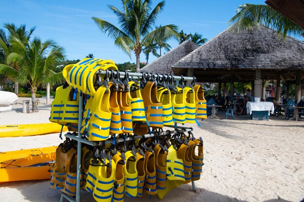 Safety lifejacket at the beach copy space safety lifejacket outdoor