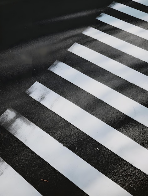 Safety Lines White Crosswalk on Asphalt