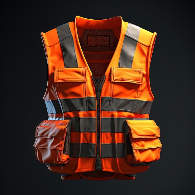 a safety orange vest on black background