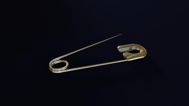 Photo safety pin on black background 3d render
