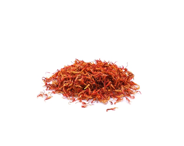 Safflower dried on white background