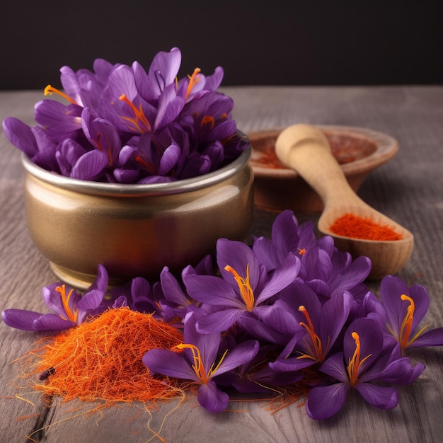 Saffron flower background Illustration AI GenerativexA