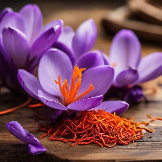 Photo saffron is a spice derived from the flower of crocus sativus