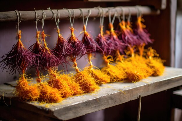 Photo saffron stigmas drying on a traditional wooden rack