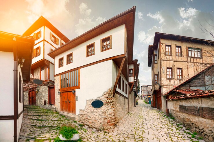 Safranbolu Turkije de straatmening van het oude stadsgebied van Safranbolu UNESCO
