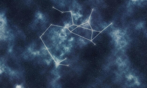 Фото Созвездие стрельца, ночное небо, линии созвездия лучника