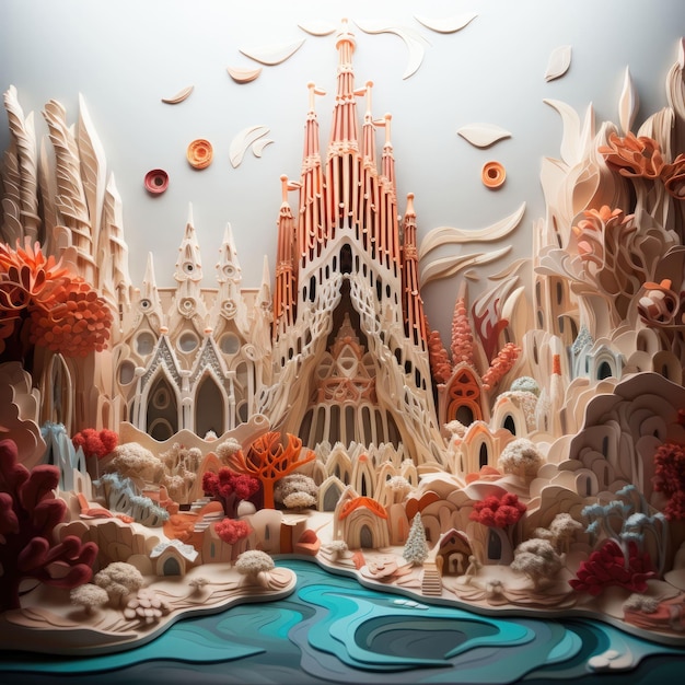 Sagrada Familia Barcelona Spanje met 3D-vaartuig en geïsoleerde achtergrond
