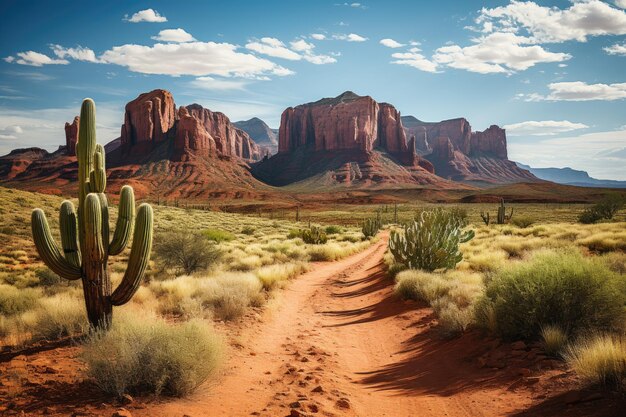 Saguaro cacti dominating the arid desert generative IA