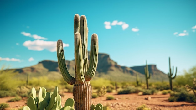 砂漠の象徴的なサグアロ サボテン