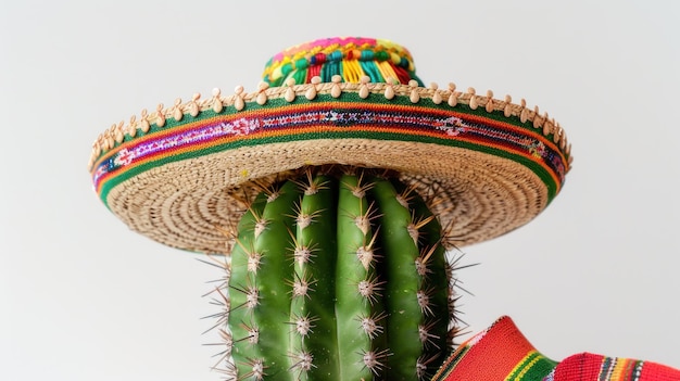 Photo saguaro cactus wearing sombrero and serape blanket