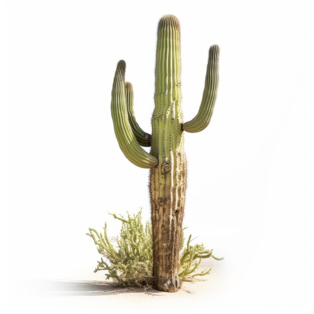 Photo saguaro cactus on white background rendered in unreal engine