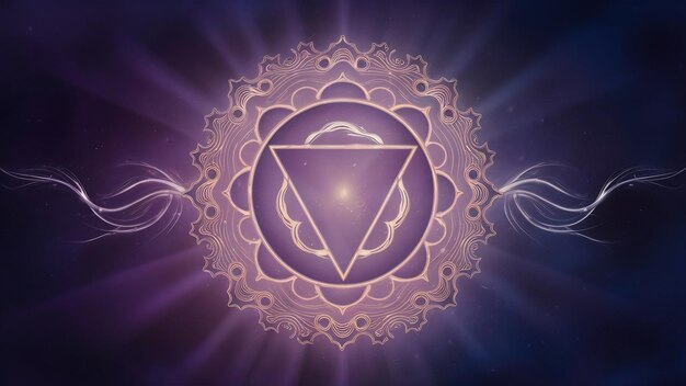 Sahasrara chakra symbol on a purple background