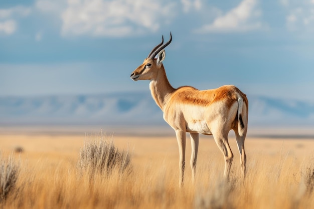 Saiga antelope in the steppe