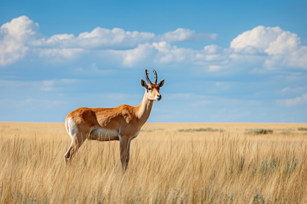 Saiga antelope in the steppe