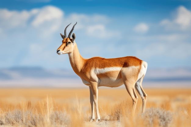 Saiga antelope in the steppe