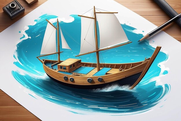 Photo sail boat concept illustration