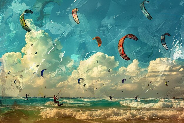 Photo sail into the highenergy arena where kitesurfers e generative ai