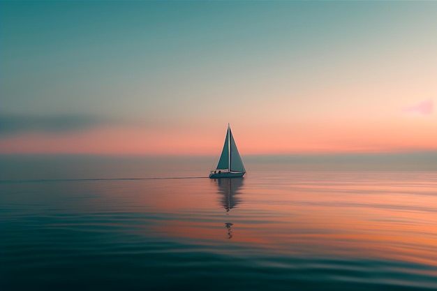 Photo sailboat captured at sunrise