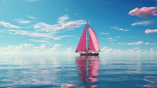 A sailboat on a clear day in the middle of the ocean Generative Ai